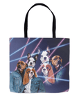 '1980s Lazer Portrait (2 Females/1 Male)' Personalized 3 Pet Tote Bag