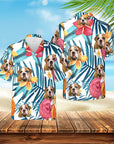 Custom Hawaiian Shirt (Floral White: 1-4 Pets)