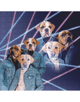 '1980s Lazer Portrait (Male)' Personalized 3 Pet Puzzle