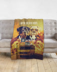 Personalized 'Barking Bad' pet portrait blanket featuring two dogs in a Breaking Bad style.
