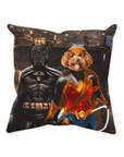 'Batdog & Wonder Doggette' Personalized 2 Pet Throw Pillow