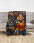 'Batdog & Wonder Doggette' Personalized 2 Pet Blanket