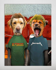 Personalized Beavis and Buttsniffer 2 pet poster featuring dogs in AC/DOCCUS and DOGGTALICA shirts.