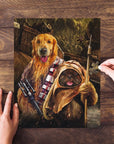 Personalized Chewdogga & Dogg-E-Wok puzzle featuring two dogs in Star Wars costumes.