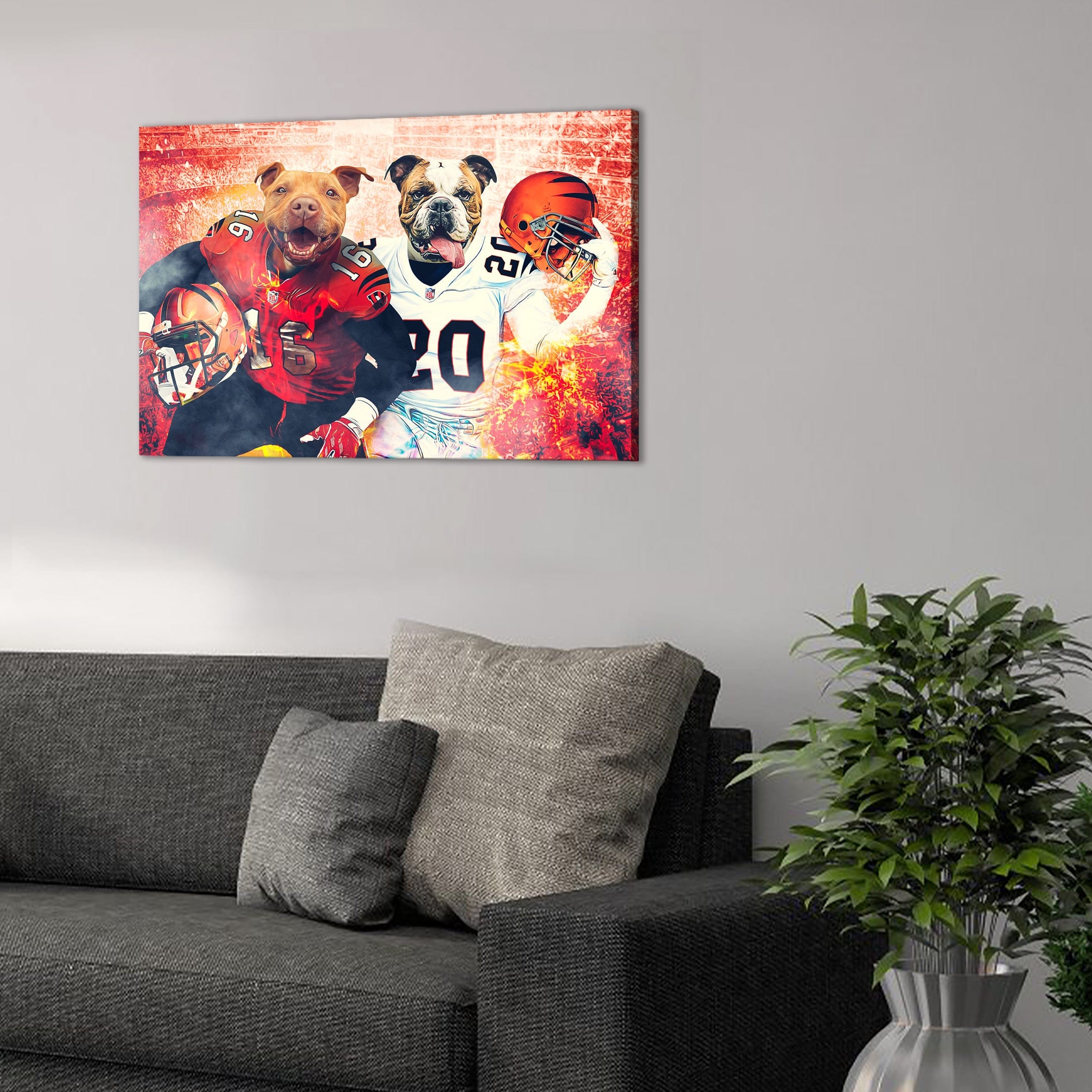 &#39;Cincinnati Doggos&#39; Personalized 2 Pet Canvas