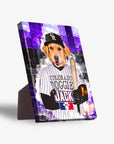 Personalized Colorado Doggies standing canvas featuring a golden retriever in a baseball uniform with a bat.