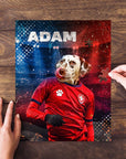 Personalized Czech Doggos Soccer pet puzzle featuring a Dalmatian in a red jersey.
