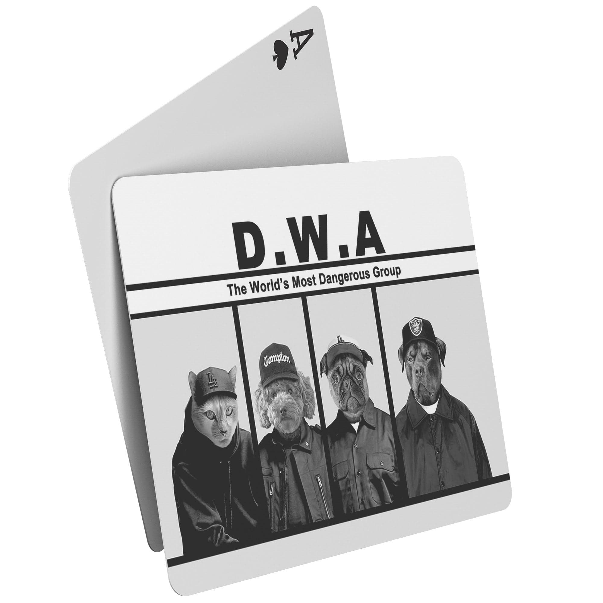 &#39;D.W.A. (Doggo&#39;s With Attitude)&#39; Personalized 4 Pet Playing Cards
