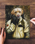 Personalized 'Dogbuster' pet puzzle featuring a golden retriever in a Ghostbusters uniform.
