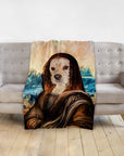 Personalized pet blanket featuring a Dogga Lisa renaissance portrait of a dog.