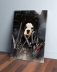 Personalized pet canvas featuring a Boston Terrier as Edward Scissorpaws in a dark, dramatic setting.