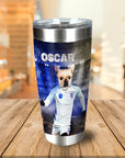 Personalized stainless steel tumbler with a French Bulldog in an England soccer uniform, named Oscar.