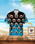 Custom Hawaiian Shirt (Flaming Blue: 1-7 Pets)