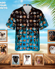 Custom Hawaiian Shirt (Flaming Blue: 1-7 Pets)