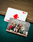 Personalized playing cards featuring a custom cartoon portrait of four pets in a "Furends" design.