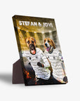 Personalized 'Germany Doggos' standing canvas featuring two pets in soccer jerseys against a stadium backdrop.