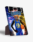 Personalized Golden State Doggos standing canvas featuring a boxer dog in a basketball uniform.