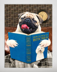 Personalized matte poster featuring a pug reading "How to Pick Up Bitches" with a poodle on the cover.
