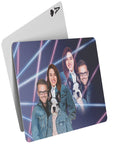 '1980s Lazer Portrait 1 Pet/Humans' Personalized 3 Pet Playing Cards