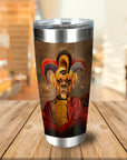 Personalized stainless steel tumbler with a custom Jester-style dog portrait.