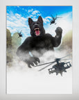 Personalized 'Kong-Dogg' poster featuring a black German Shepherd as King Kong, surrounded by helicopters and clouds.