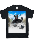 Black Gildan t-shirt with a custom "Kong-Dogg" design featuring a giant black dog and helicopters.