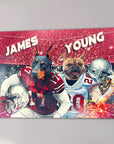 Personalized 'Ohio Doggos' canvas featuring a Doberman and French Bulldog in football uniforms.