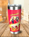 Personalized Paw Watch 2-pet stainless steel tumbler with custom dog portraits in a Baywatch-style design.