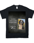 Black Gildan t-shirt with a memorial design: "You were my favorite hello and my hardest goodbye. In loving memory Frisco 2012-2022" and a photo of a Bernese Mountain Dog.