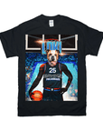 Black Gildan unisex t-shirt featuring a bulldog's head on a basketball player's body, holding a ball.