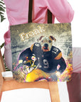 Personalized Pittsburgh Doggos tote bag featuring a custom dog portrait in a football uniform.