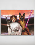 'Princess Leidown & Jedi-Doggo' Personalized 2 Pet Poster