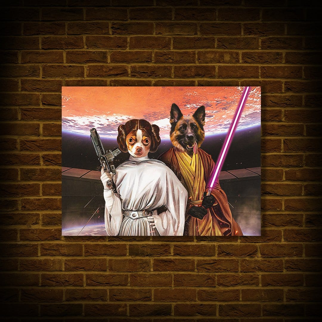 &#39;Princess Leidown &amp; Jedi-Doggo&#39; Personalized 2 Pet Poster