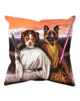 'Princess Leidown & Jedi-Doggo' Personalized 2 Pet Throw Pillow