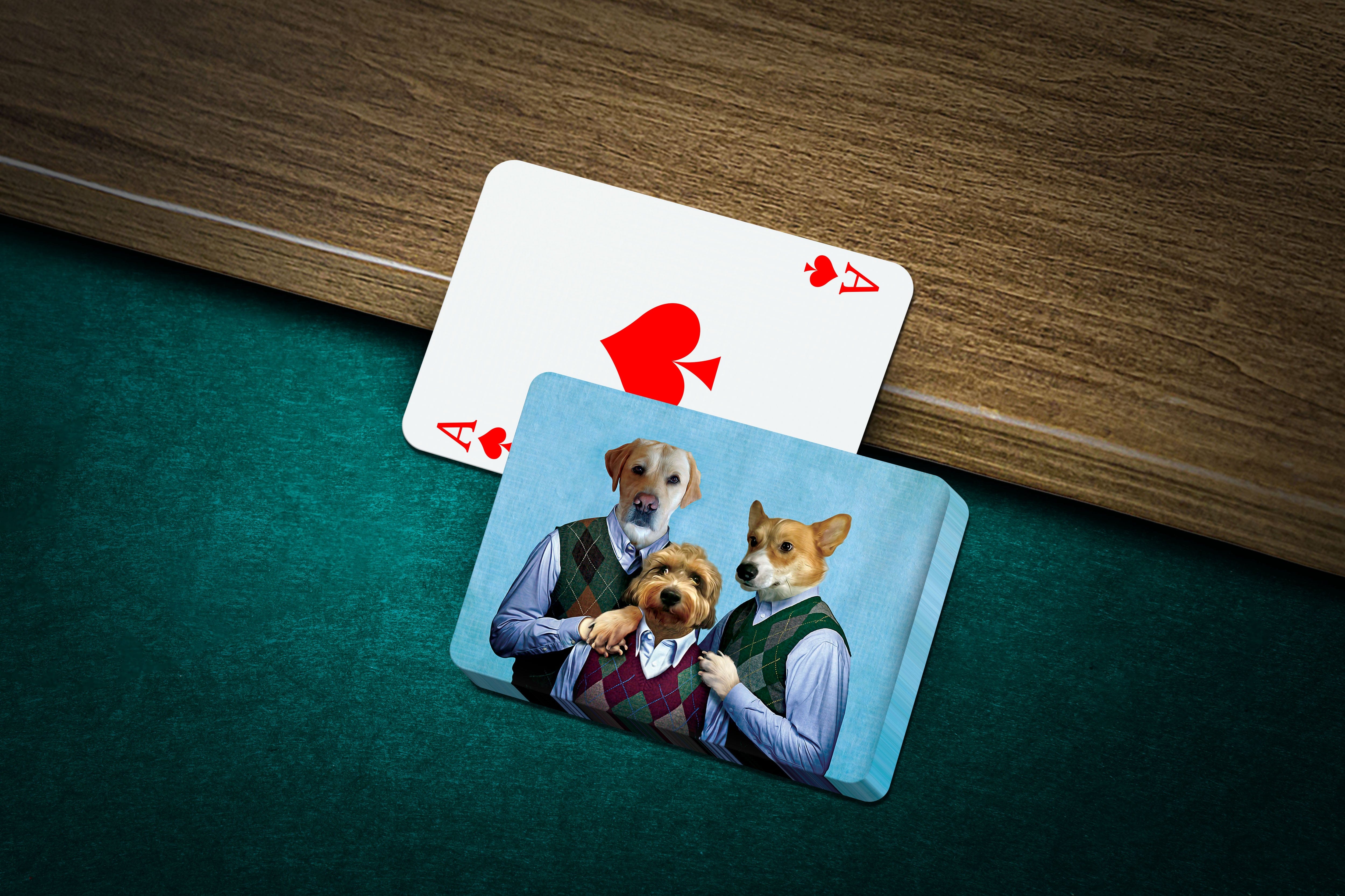 &#39;Step Doggos &amp; Doggette (2 Male 1 Female)&#39; Personalized 3 Pet Playing Cards