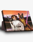 'Princess Leidown & Jedi-Doggo' Personalized 2 Pet Standing Canvas