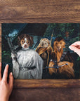 Personalized Star Woofers 3 pet puzzle featuring three dogs as Star Wars characters.
