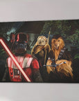 Personalized Star Woofers canvas featuring three pets dressed as iconic Star Wars characters.