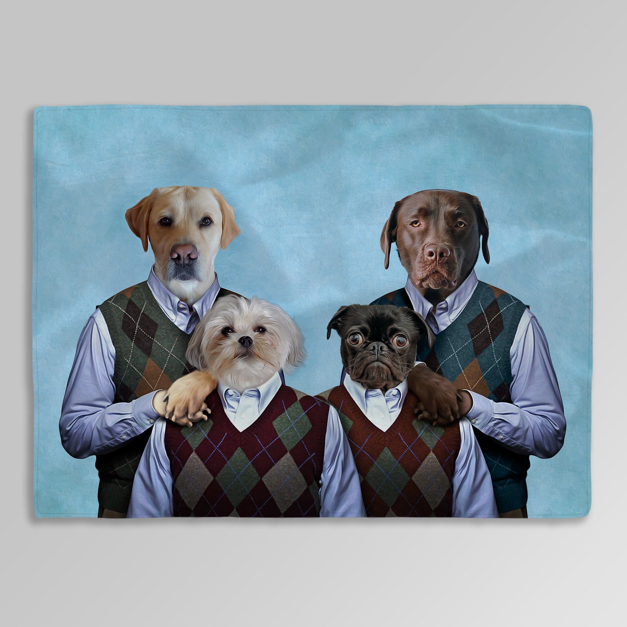 &#39;Step Doggos and Doggette&#39; Personalized 4 Pet Blanket