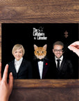 Personalized 'The Catfathers & Catmother' puzzle with custom pet and owner portraits.
