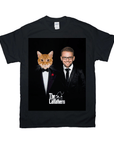 Black Gildan t-shirt featuring a personalized "The Catfathers" design with a cat and man in tuxedos.