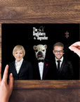Personalized 'The Dogfathers & Dogmother' puzzle with custom human and bulldog pet portraits.