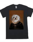 Black Gildan t-shirt featuring a personalized portrait of a Shih Tzu in a historical costume.