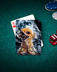 Personalized playing card featuring a snarling chihuahua in a "Fierce Wolf" style, on a poker table.