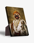 Personalized 'King Blep' standing canvas featuring a pug in a royal crown and robe.