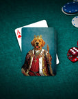 Personalized playing cards featuring a Golden Retriever pet portrait in a royal King costume.