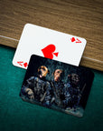 Custom personalized playing cards featuring three dogs in "Navy Veterans" military portraits.