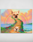 Personalized 'Rainbow Bridge' pet poster featuring a French Bulldog on a colorful stairway to heaven.