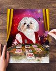 Personalized pet puzzle featuring a Shih Tzu dog as a tarot reader in a vibrant, artistic style.
