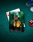 Personalized Witcher Doggo playing cards featuring a custom dog portrait as a wizard holding fire.